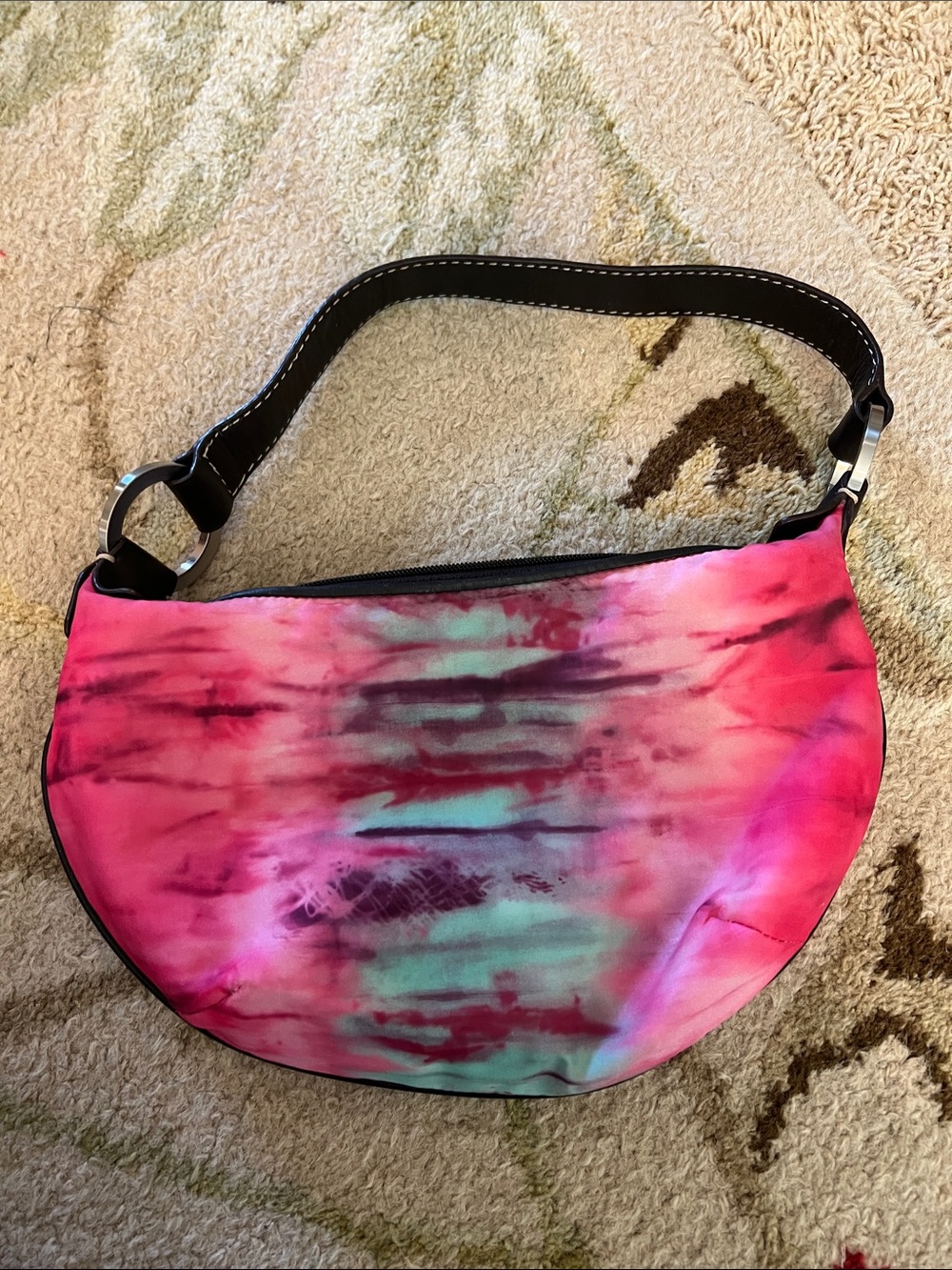 Donald Pliner Pink Tie-Dye Crescent Shoulder Bag